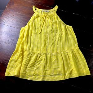 Loft Yellow and White Plaid Halter Top - Medium